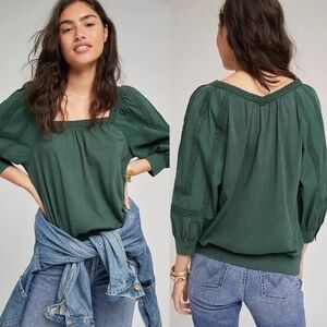 Anthropologie Green Blouse